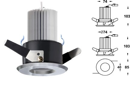 CEILING RECESSED FIXED SHOWER LED 8W 3000K 45 D DIM 0-10V WHITE IP 34 BAG