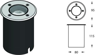 Volcano Milli COB Inground Burial • Input Wattage 8W/12W • Light output 110lm/W • Surge protection 3kv